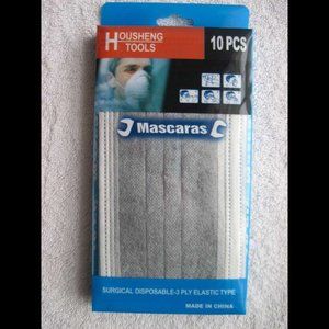 10 Surgical Disposable 3 Ply Elastic Type Face Masks Hypoallergenic Nose Bar Fit